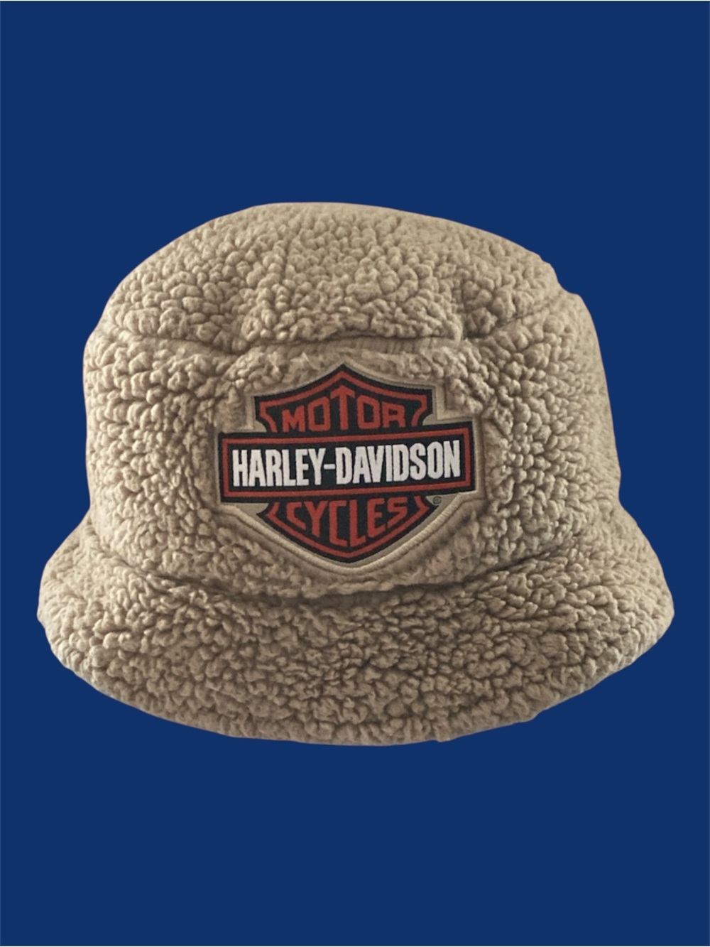 Harley-Davidson Boys' Sherpa Bar & Shield Patch Bucket Hat, Tan 6-24mo EUC